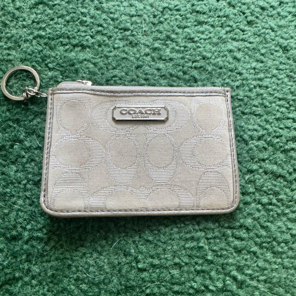 Coach Metallic Silver Keychain Pouch